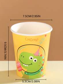 16pcs Cartoon Dinosaur Print Paper Disposable Cup, Modern Disposable Paper Cup For Party - Multicolor - View 2