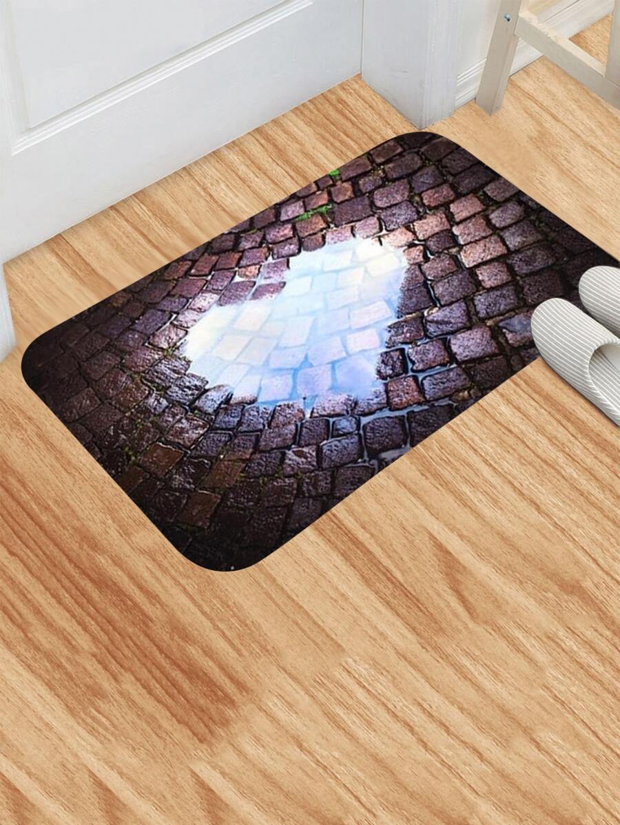 1pc Stone Pattern Waterproof Door Mat, Modern Fabric Indoor Outdoor Rug For Home - Multicolor - View 1