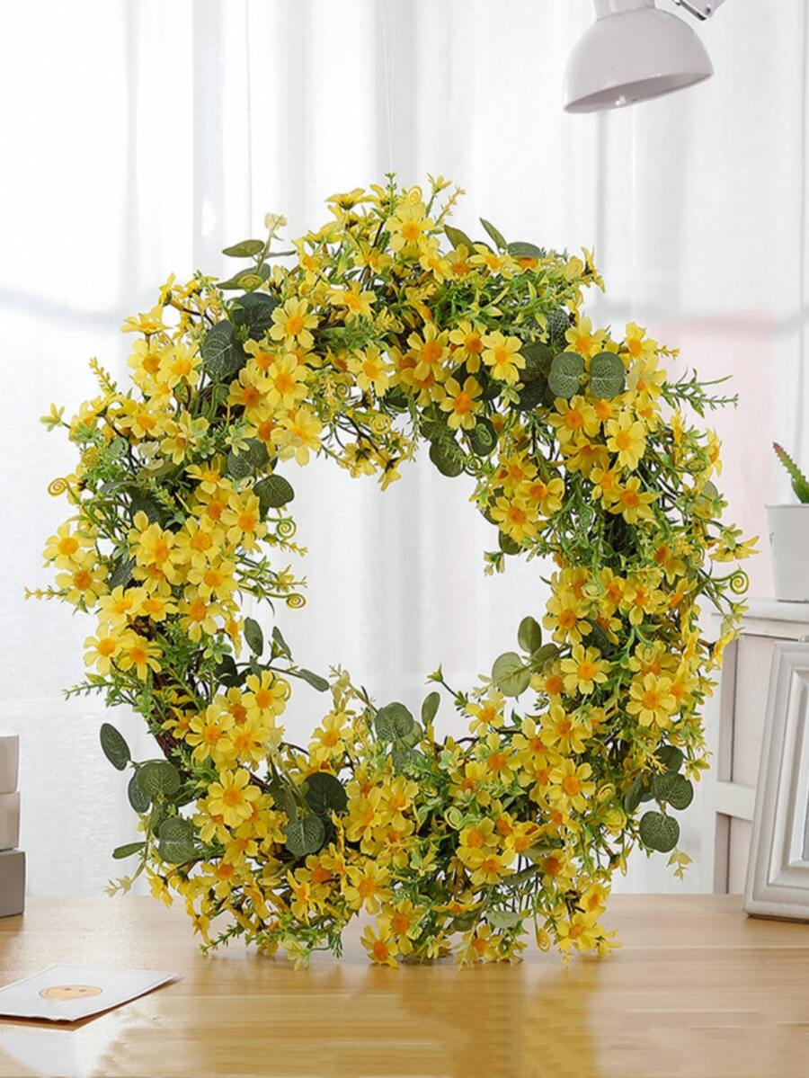 1入組花朵裝飾花環 - 黃色 - 查看 1