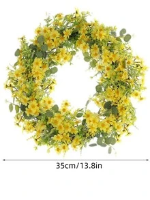 1入組花朵裝飾花環 - 黃色 - 查看 2