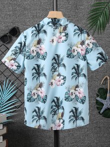 Boys Tropical Print Shirt Without Tee - Blue - View 2