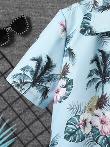 Boys Tropical Print Shirt Without Tee - Blue - View 4