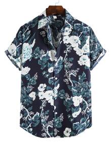 男士印花前排扣襯衫 - 彩色 - 查看 1