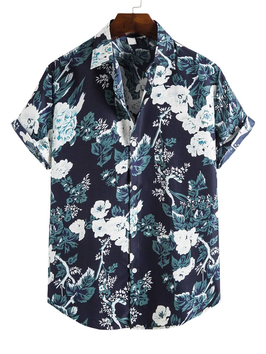 男士印花前排扣襯衫 - 彩色 - 查看 1