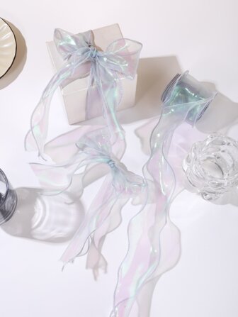 1roll Polyester Gift Wrap Ribbon, Modern Filament Ribbon For Party