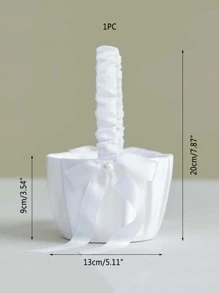 1入組花女孩現代白色滌綸婚禮花籃適合婚禮