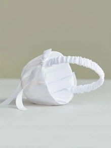 1入組花女孩現代白色滌綸婚禮花籃適合婚禮