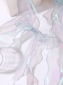 1roll Polyester Gift Wrap Ribbon, Modern Filament Ribbon For Party - White - View 4