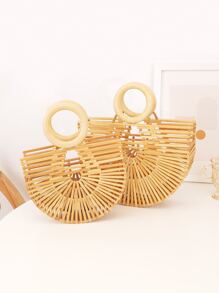 Hollow Out Design Straw Bag,Perfect For Summer Beach Travel Vacation - Apricot - View 1