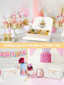 2 piezas/5 piezas/10 piezas Cajas de regalo con tapas, cajas de regalo blancas de 10x8x3.5 pulgadas con cintas, caja de propuesta para damas de honor, cajas de regalo de papel kraft para boda, embalaje, regalo, cumpleaños, cajas para cupcakes, manualidades, envoltura de regalo de Navidad, despedida de soltera, novia, decoraciones de fiesta de cumpleaños, regalos de propuesta para damas de honor, decoración de boda, ducha nupcial - Blanco - Ver 8