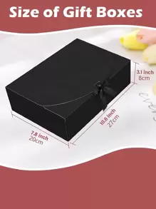 2件/5件/10件带盖礼品盒，黑色丝带礼品盒，伴娘求婚盒，婚礼牛皮纸礼品盒，包装，礼物，生日，纸杯蛋糕盒，手工制作。圣诞礼品包装，单身派对，婚礼，单身女郎，新娘，派对装饰生日，伴娘求婚礼物，婚礼装饰，新娘送礼会 - 黑色 - 查看 5