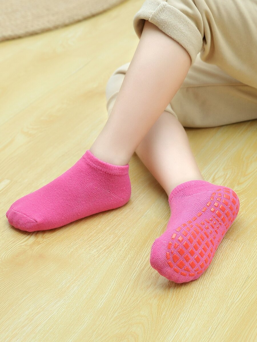 1雙小女童防滑瑜珈襪適用於運動 - 玫紅色 - 查看 1