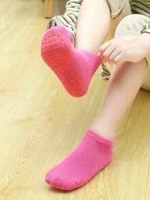 1雙小女童防滑瑜珈襪適用於運動 - 玫紅色 - 查看 5