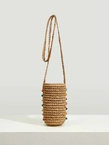 SHEIN VCAY 迷你草編包,完美適合夏天海灘旅行度假 - 棕色 - 查看 7