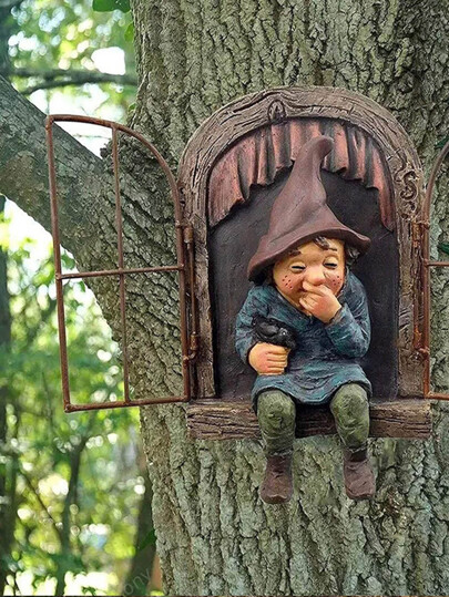 1 件圣诞老人树脂雕像花园装饰圣诞节装饰品