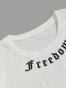 Manfinity Homme 男士字母圖案T恤和腰部抽繩短褲 - 黑與白 - 查看 3