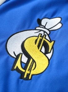 Manfinity EMRG Lỏng lẻo phù hợp Nam Áo khoác Đại học Với In thư , Khối màu Và Sọc trang trí , Hoodie - Xanh và trắng - Xem 4