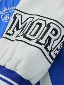 Manfinity EMRG Lỏng lẻo phù hợp Nam Áo khoác Đại học Với In thư , Khối màu Và Sọc trang trí , Hoodie - Xanh và trắng - Xem 5