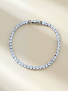Rhinestone Decor Bracelet - Silver - View 3