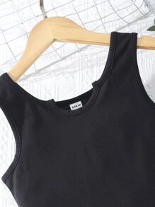 Girls Notched Neck Tank Top & Leopard Print Trousers - Multicolor - View 6