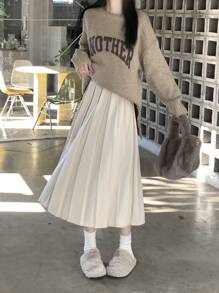 素色百褶半身裙