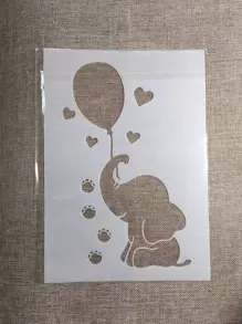 1pc Plastic A4 Size Balloon Painting Template With Elephant Design - White - View 1
