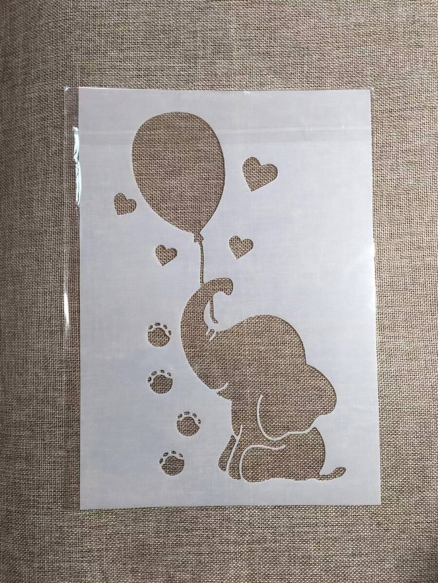 1pc Plastic A4 Size Balloon Painting Template With Elephant Design - White - View 1