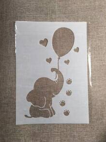 1pc Plastic A4 Size Balloon Painting Template With Elephant Design - White - View 2