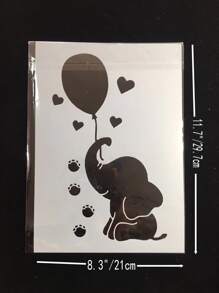 1pc Plastic A4 Size Balloon Painting Template With Elephant Design - White - View 3