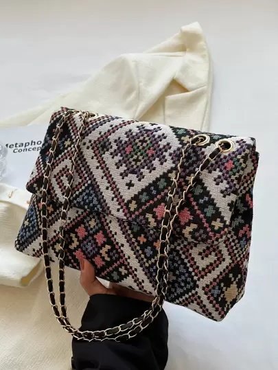 Fashionable,Minimalist,Casual,Geometric Pattern Square Bag Chain Strap For Women For Girl, Teen Girls