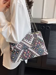 Fashionable,Minimalist,Casual,Geometric Pattern Square Bag Chain Strap For Women For Girl, Teen Girls