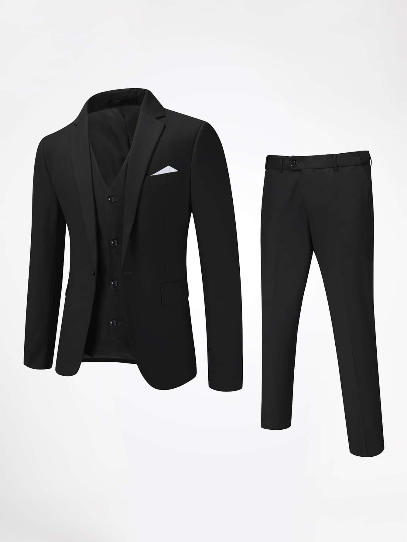 CLOUDSTYLE Men Single Breasted Blazer & Suit Trousers - Black - View 1