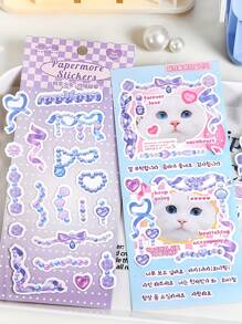 2 piezas Pegatina con patrón de corazón - Blanco - Ver 1