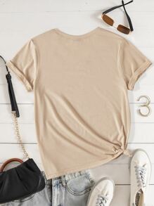 Camiseta con estampado de dibujos animados - Caqui - Ver 2