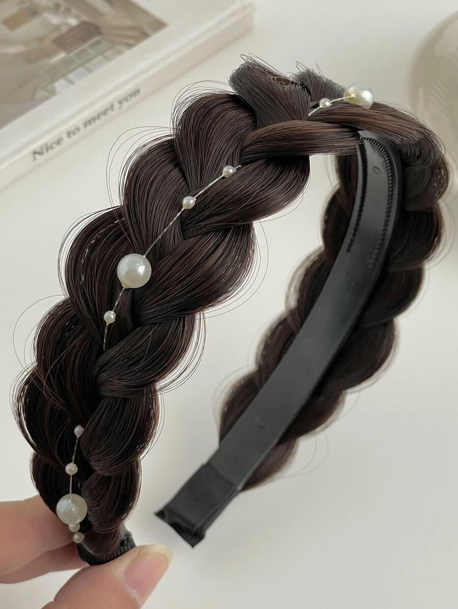 1pc Phụ nữ giả ngọc trai & tóc giả trang trí băng đô thời trang, cho cuộc sống hàng ngày thanh lịch, băng đô, vòng tóc - Nhiều màu - Xem 1