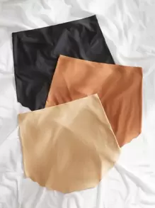 Women's Plus Size High Waisted Plain Scallop Casual Comfy Medium Stretch Panties - Multicolor - View 2