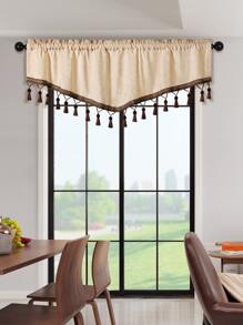1pc Polyester Curtain Valance, Tassel Decor Window Valance For Home - Beige - View 5
