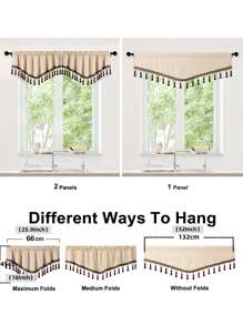 1pc Polyester Curtain Valance, Tassel Decor Window Valance For Home - Beige - View 7