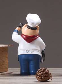 1pc Polyresin Decoration Object, Cartoon Chef Design Decoration Craft For Home Best Gifts Birthday Graduation - Multicolor - View 2