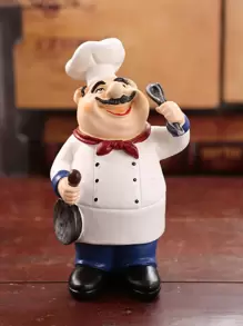 1pc Polyresin Decoration Object, Cartoon Chef Design Decoration Craft For Home Best Gifts Birthday Graduation - Multicolor - View 5
