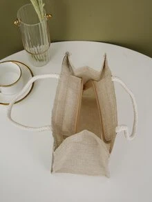 1pc Polyester Gift Wrapping Bag, Plant & Letter Graphic Gift Bag For Party - Multicolor - View 3