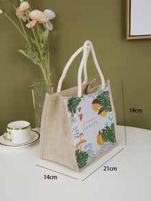 1pc Polyester Gift Wrapping Bag, Plant & Letter Graphic Gift Bag For Party - Multicolor - View 4