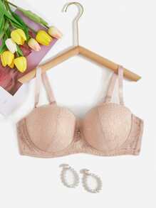Plus Lace Underwire Bra - Apricot - View 1