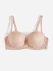 Plus Lace Underwire Bra - Apricot - View 3