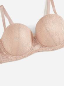 Plus Lace Underwire Bra - Apricot - View 5