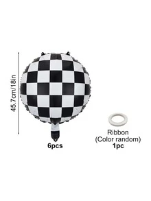7 cái/bộ Bóng PE Với Ruy Băng Màu Ngẫu Nhiên, Bóng Trang Trí Hoa Văn Ca Rô Cho Bữa Tiệc Theo Chủ Đề - Nhiều màu - Xem 3