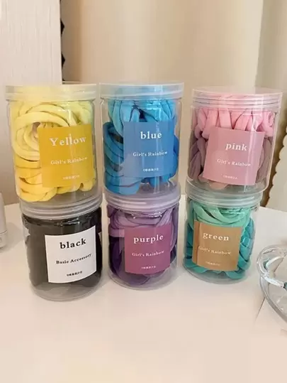 50入組隨機顏色厚實無縫固髮圈,實色馬尾扣配件不損壞粗髮,情人節禮物