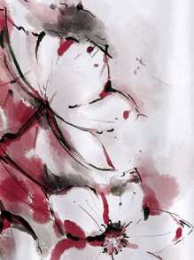 Mulvari Plus Floral Print Batwing Sleeve Tee - White - View 4