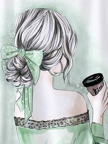 Mulvari 大碼人像圖案蝙蝠袖T恤 - 白色 - 查看 5