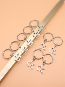 9pcs Cute Small Hollow Princess Crown Charms keychains - Antique Silver - View 3